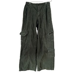 Forever 21 Corduroy Cargo Pants Wide Leg Olive Green Womens Size S